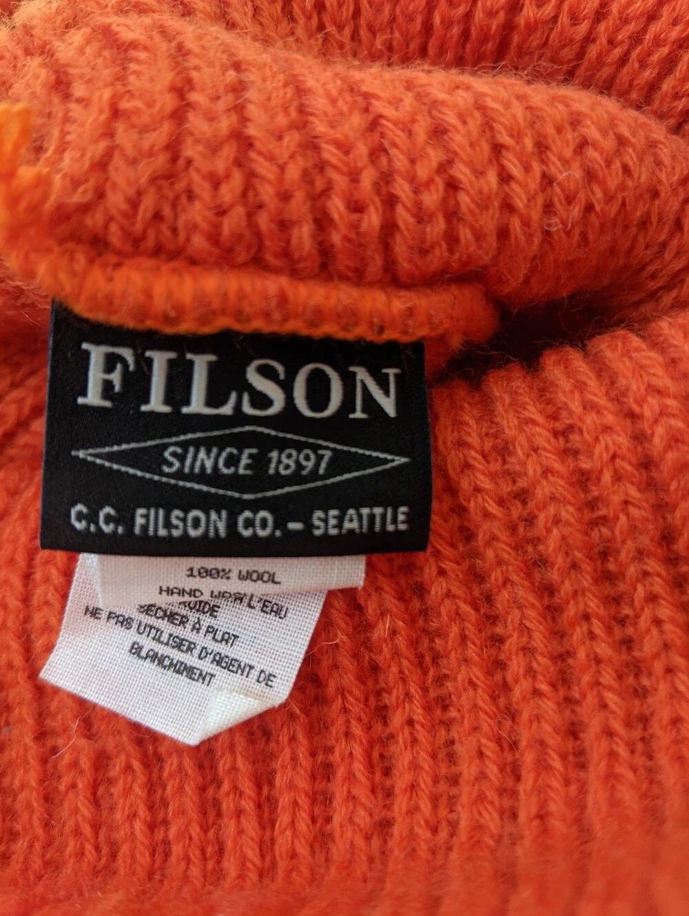 Filson Bright Orange Wool Winter Beanie
